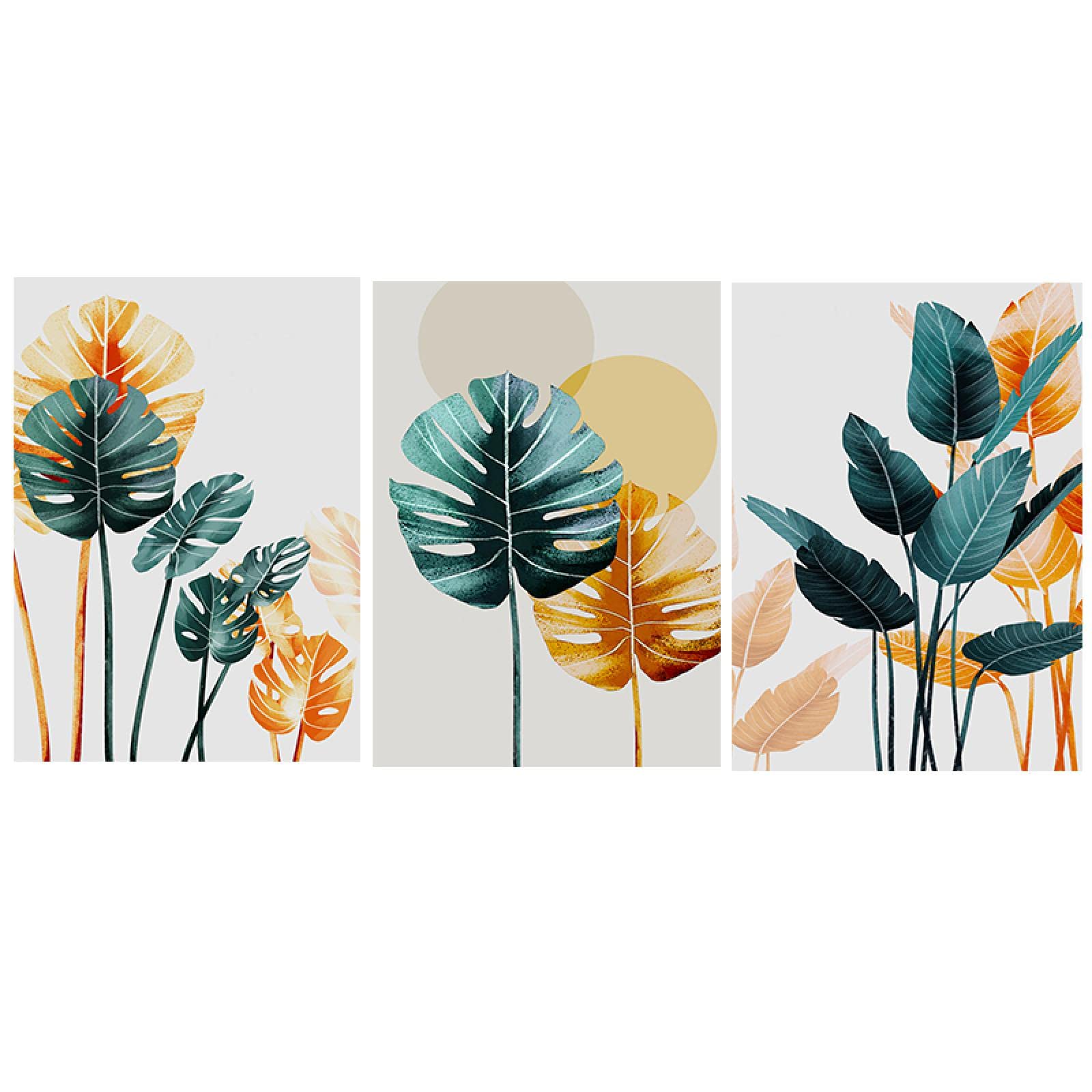 Abstract Tropical Leaf Wall Art - Botanical Palm Banana Monstera Canvas Print & Poster for Home Decor | Nordic Landscape Painting for Living Room, Bedroom & Office