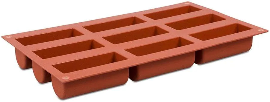 Non-Stick Orange Silicone Baking Mold - 9 Small Buche Shapes for Cakes, Cupcakes & Desserts | Perfect for Holiday Baking, Party Treats & Home Kitchen Use