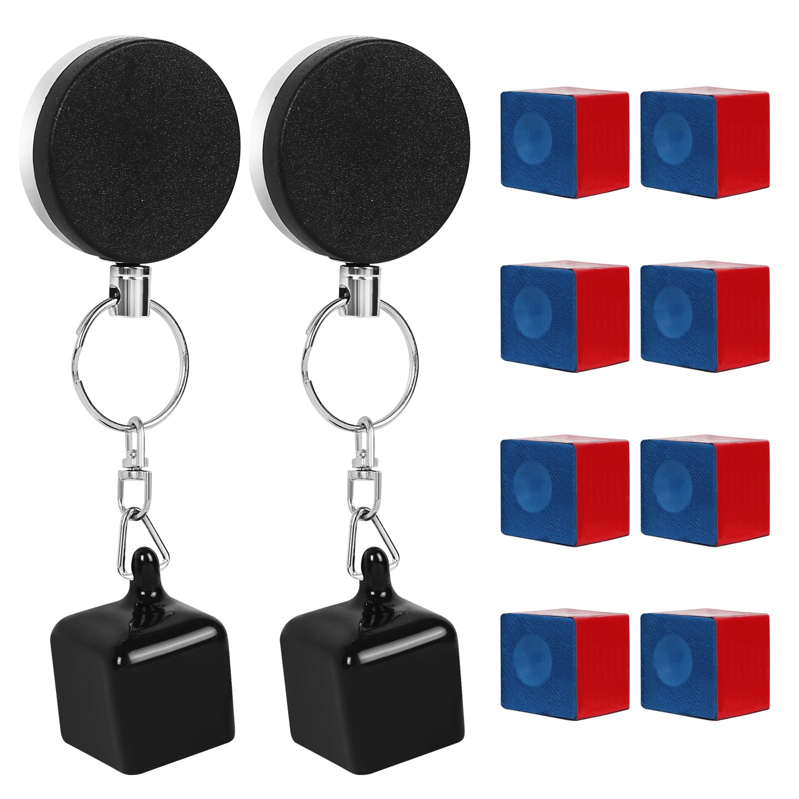Retractable Pool Cue Chalk Holder – 2-Pack with 8 Chalk Cubes & Tip Pricker | Perfect for Billiards, Snooker & Pool Accessories | Ideal for Home Game Rooms, Bars & Professional Tournaments