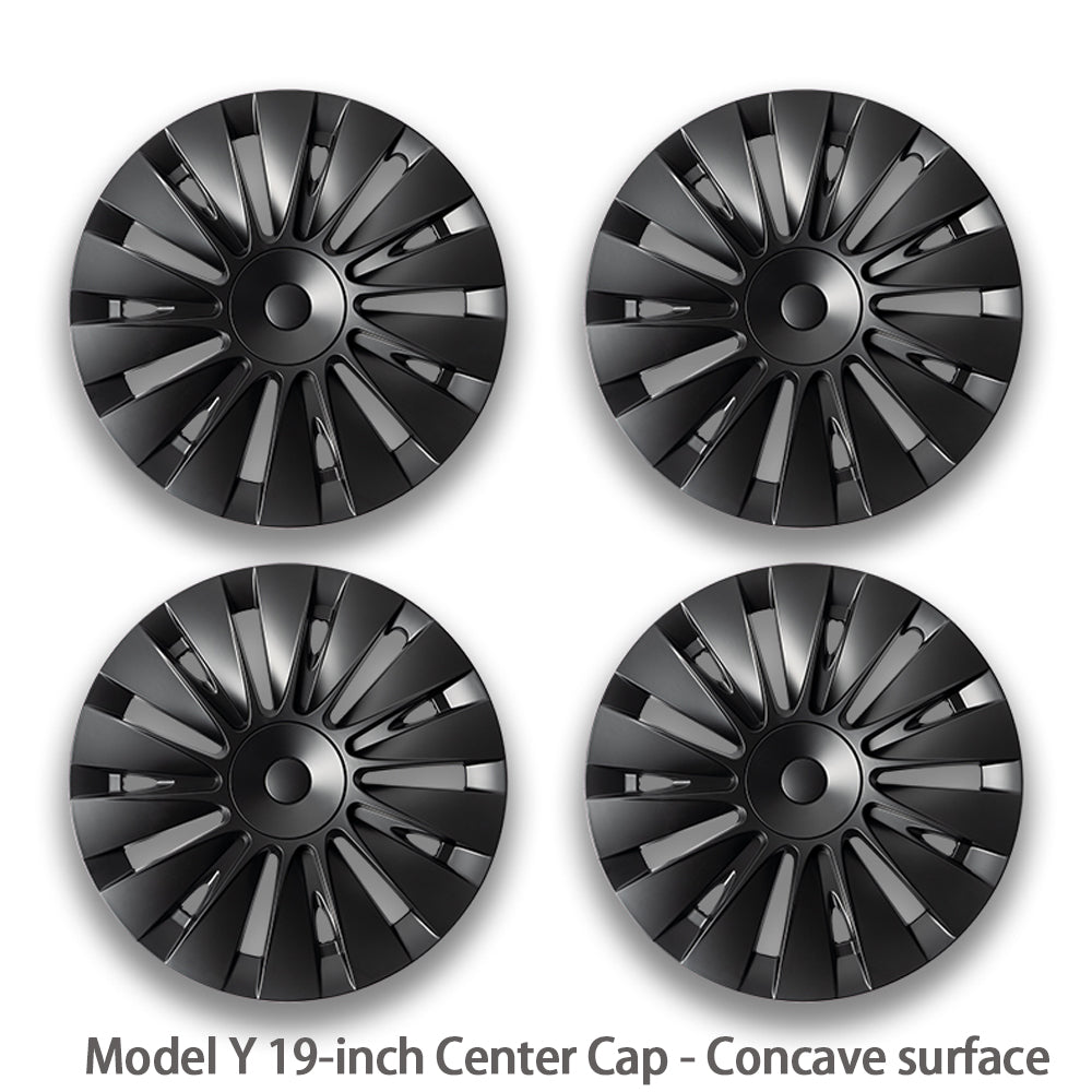 Tesla Model Y 19 Inch Gemini Wheel Covers (4-Piece Set) - Sleek Matte Black Induction Style Hub Caps - Perfect for Protection & Aesthetic Upgrade on Model Y 2017-2023