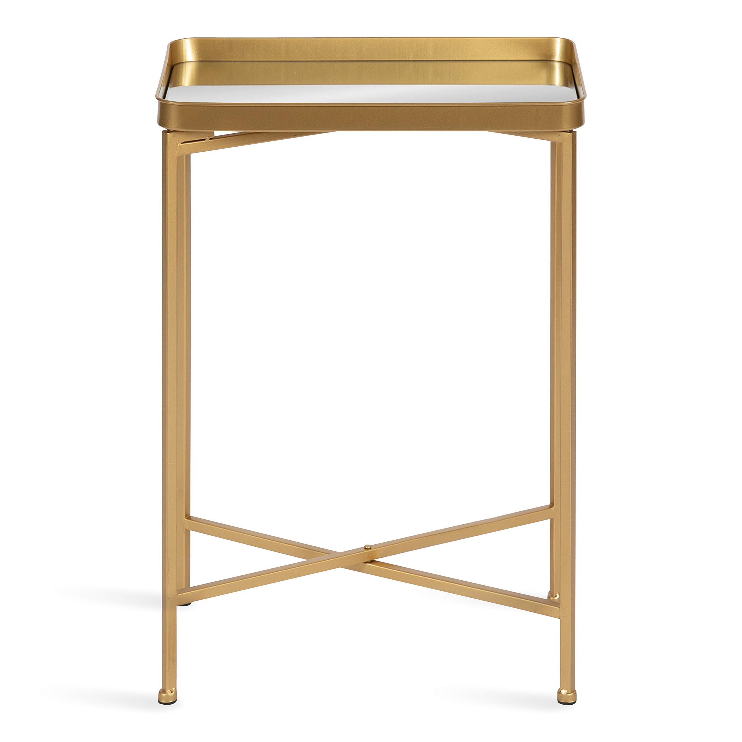 Kate & Laurel Celia Modern Gold Mirrored Tray Side Table - 18