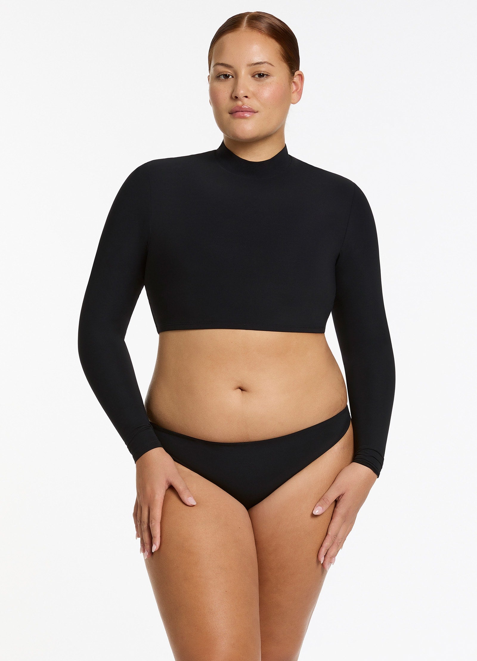 Jetset High Neck Long Sleeve Bikini Top - Black | Swimwear for Women | Perfect for Beach, Pool & Summer Vacations