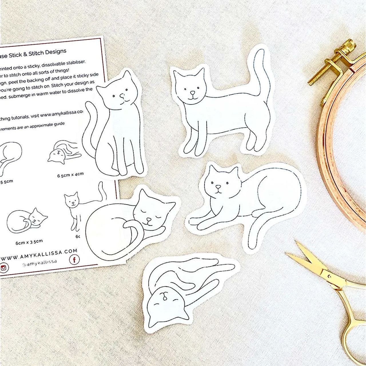 Kitty Crush Stick & Stitch - Amy Kallissa Cute Cat Embroidery Kit for Beginners, DIY Sewing Craft for Kids & Adults - Perfect for Home Decor, Gifts & Relaxation