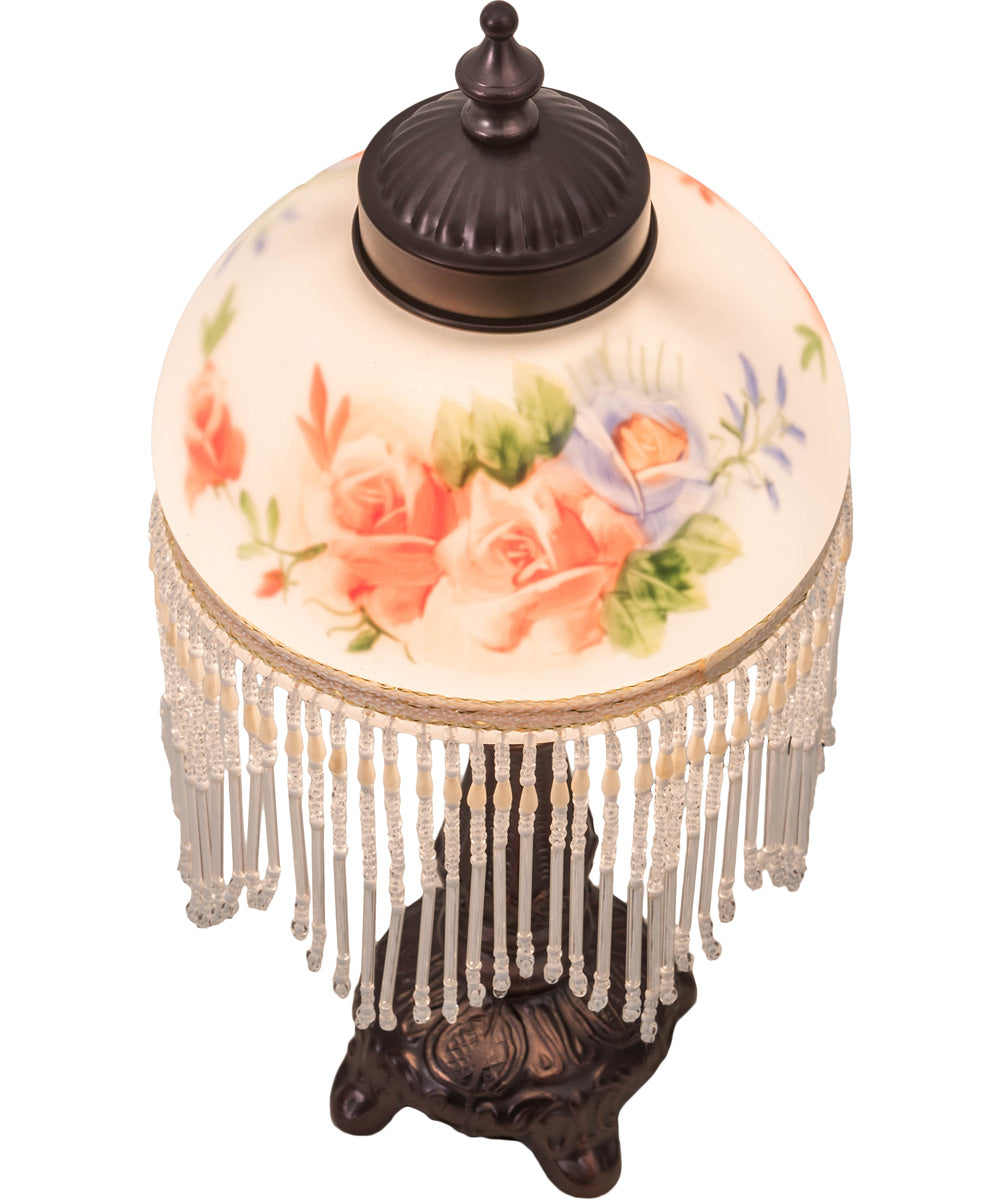 13H Rose Bouquet Fringed Mini Lamp - Romantic Floral Night Light for Bedroom, Wedding Decor, Valentine's Gift, Home Ambiance Lighting