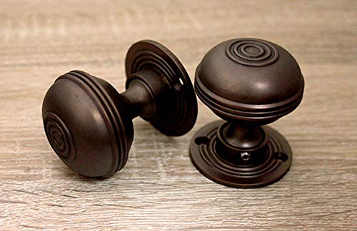 Bronze Rim Latch & Door Knob Set for Bathroom & Bedroom Security