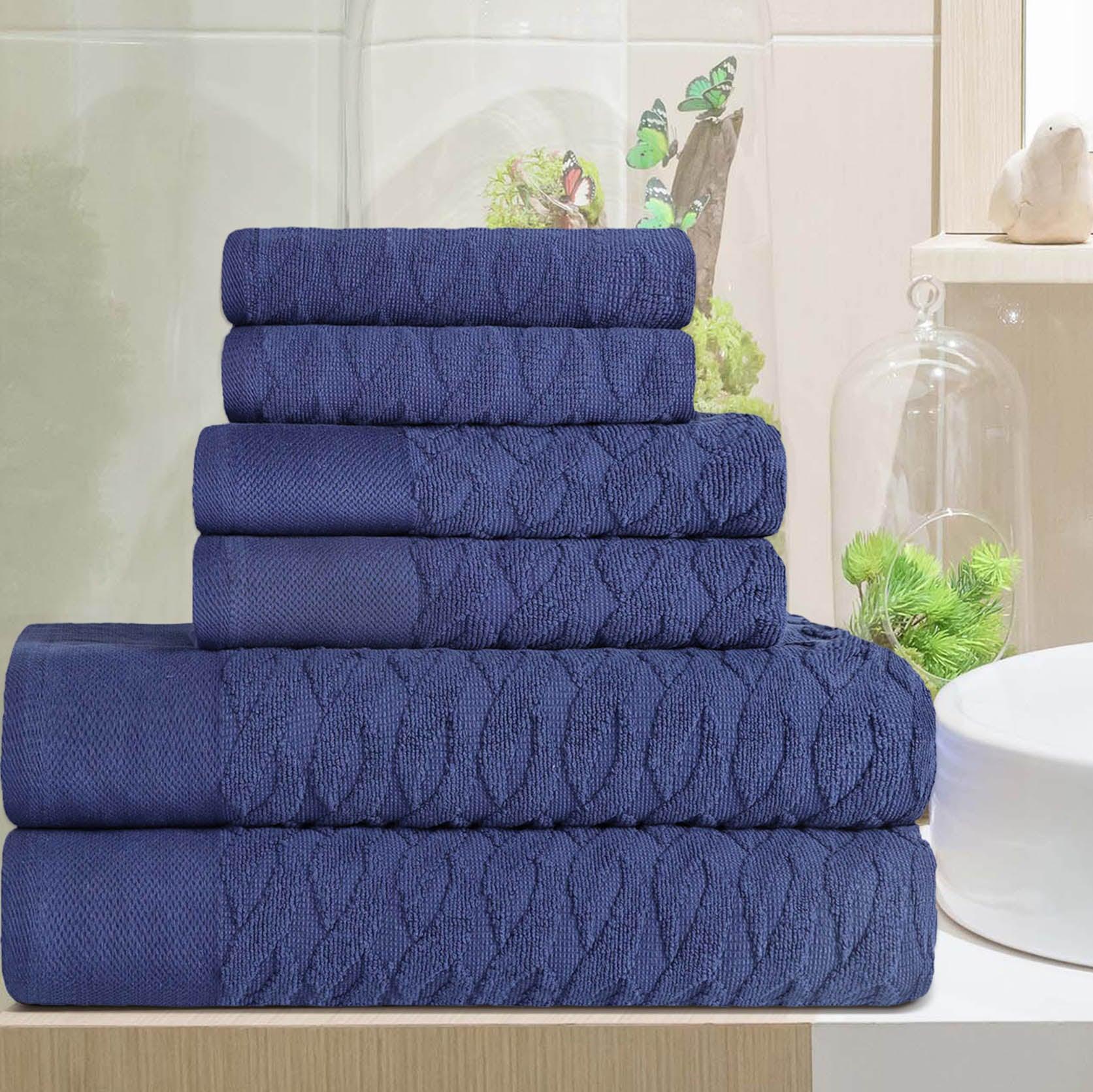 Premium Turkish Cotton Herringbone Jacquard 6-Piece Towel Set - Ultra Soft & Absorbent Bath Towels for Spa, Hotel & Luxury Home Use