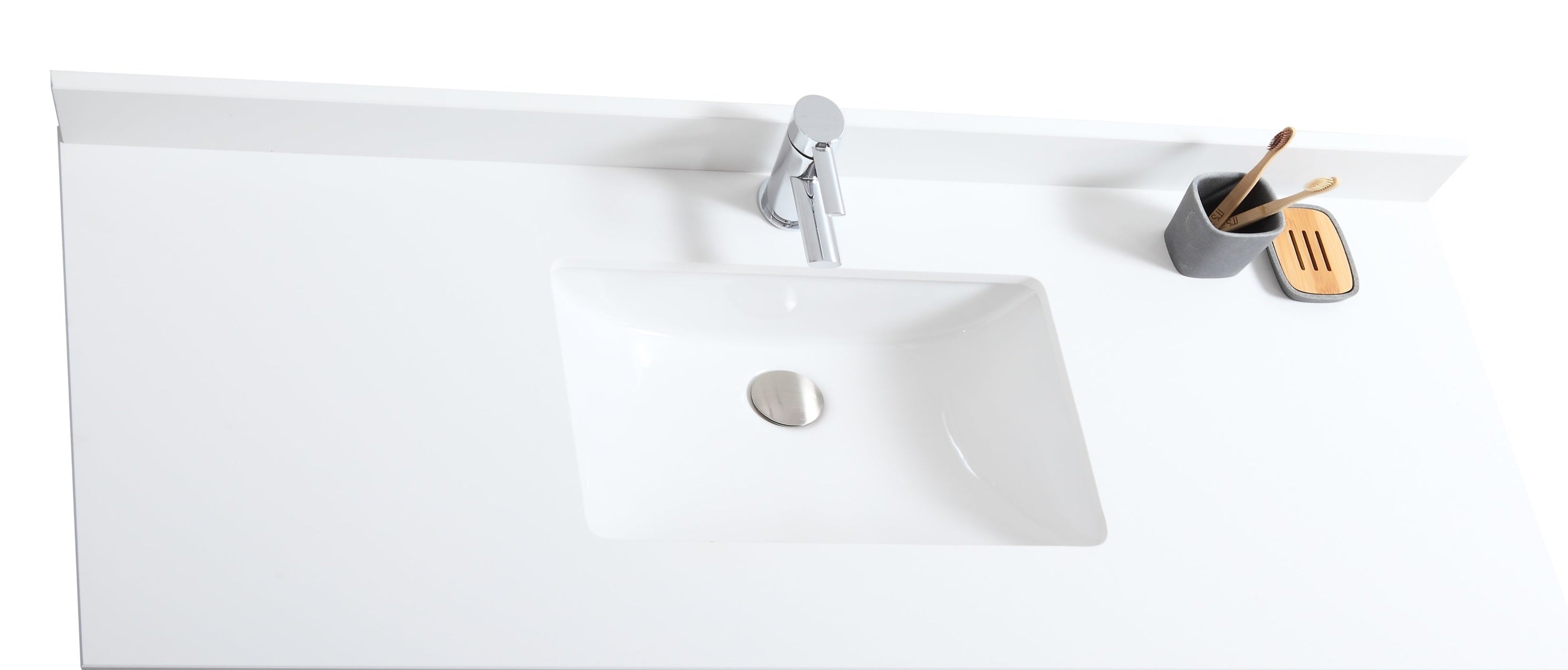 Natural Stain Bathroom Vanity with White Quartz Countertop - Canadian Maple 42 - Perfect for Modern Bathrooms & Powder Rooms