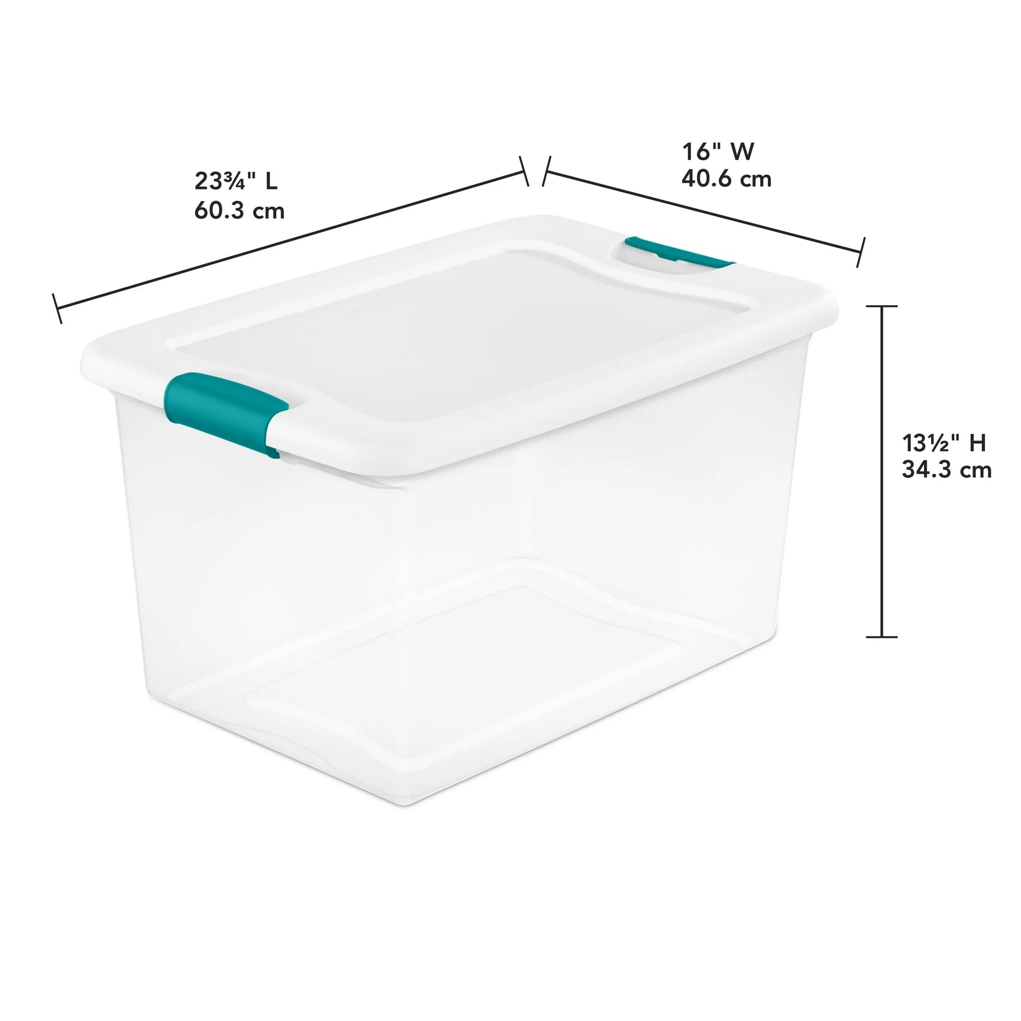 64 Qt Clear/White Stackable Latching Storage Bins with Secure Lid - Set of 6 for Holiday Decor, Seasonal Organization & Home Storage Solutions