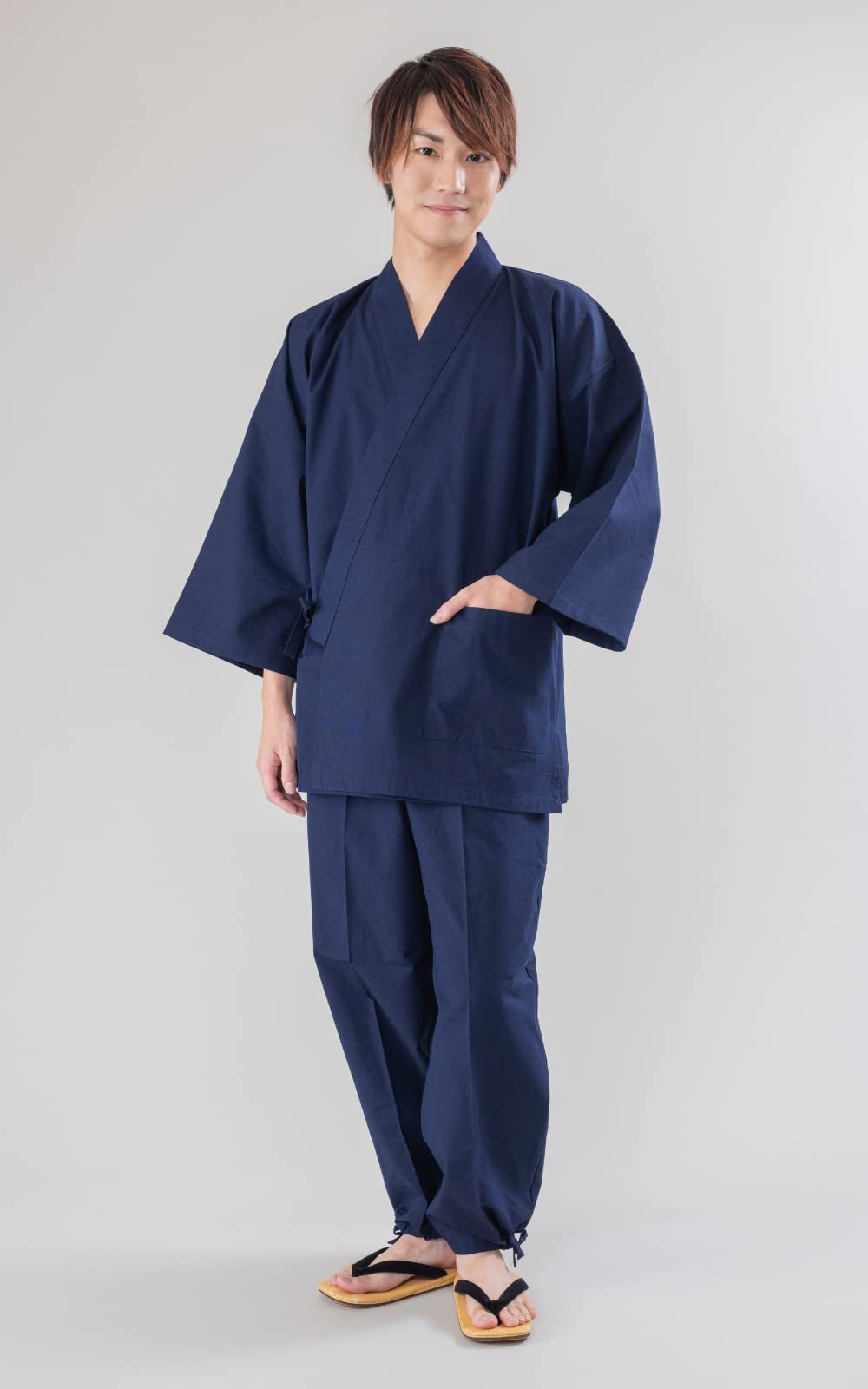 Premium Japanese Men's Tsumugi Samue - 100% Cotton Comfortable Ninja Pajama Set | Traditional Loungewear for Home Relaxation & Martial Arts Practice