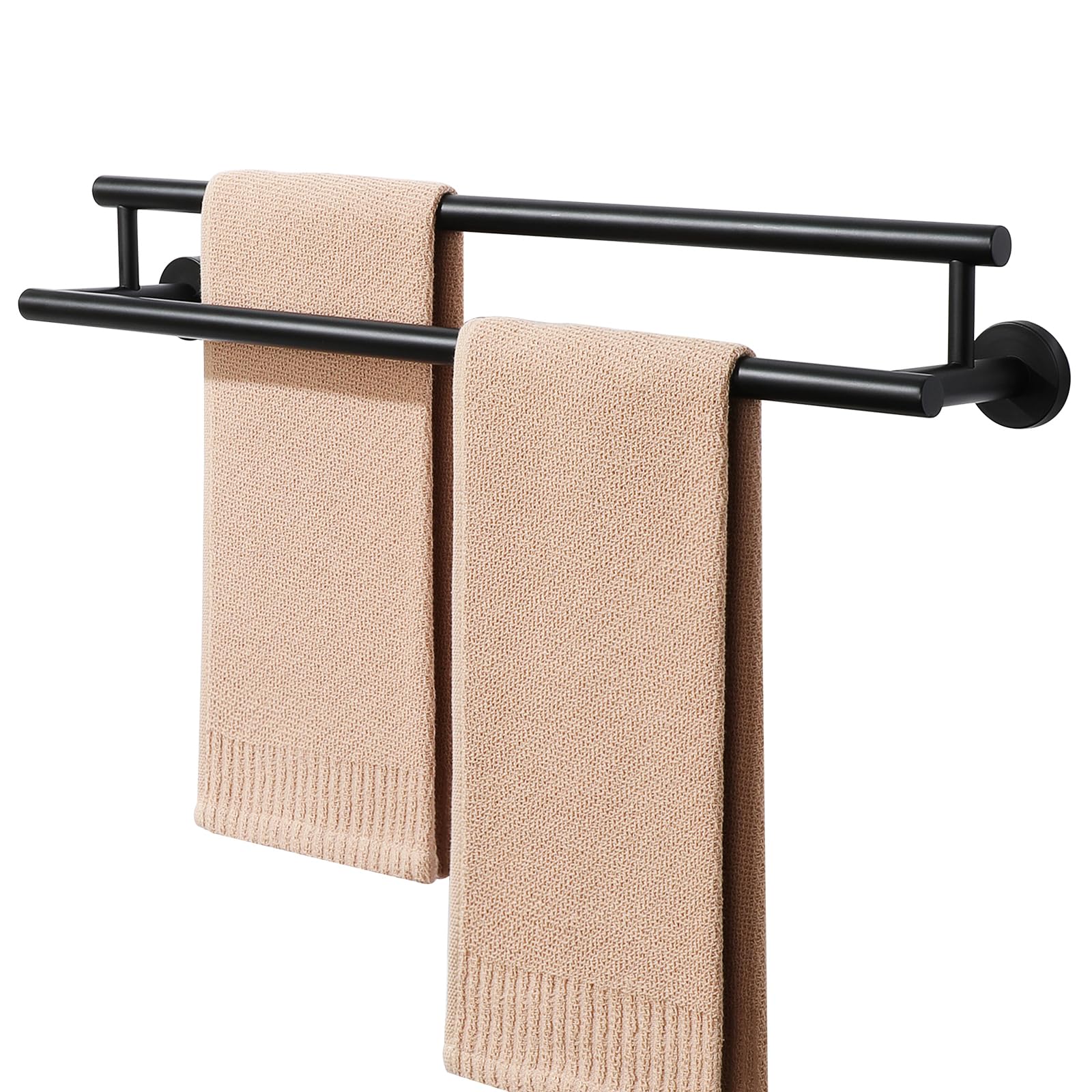 Stainless Steel Towel Bar 24 Inch - Double Bath Towel Rack for Bathroom, Wall Mounted Towel Holder with Matte Black Finish (GYT6902-B) | Durable SUS304 for Bathroom, Lavatory & Spa Decor