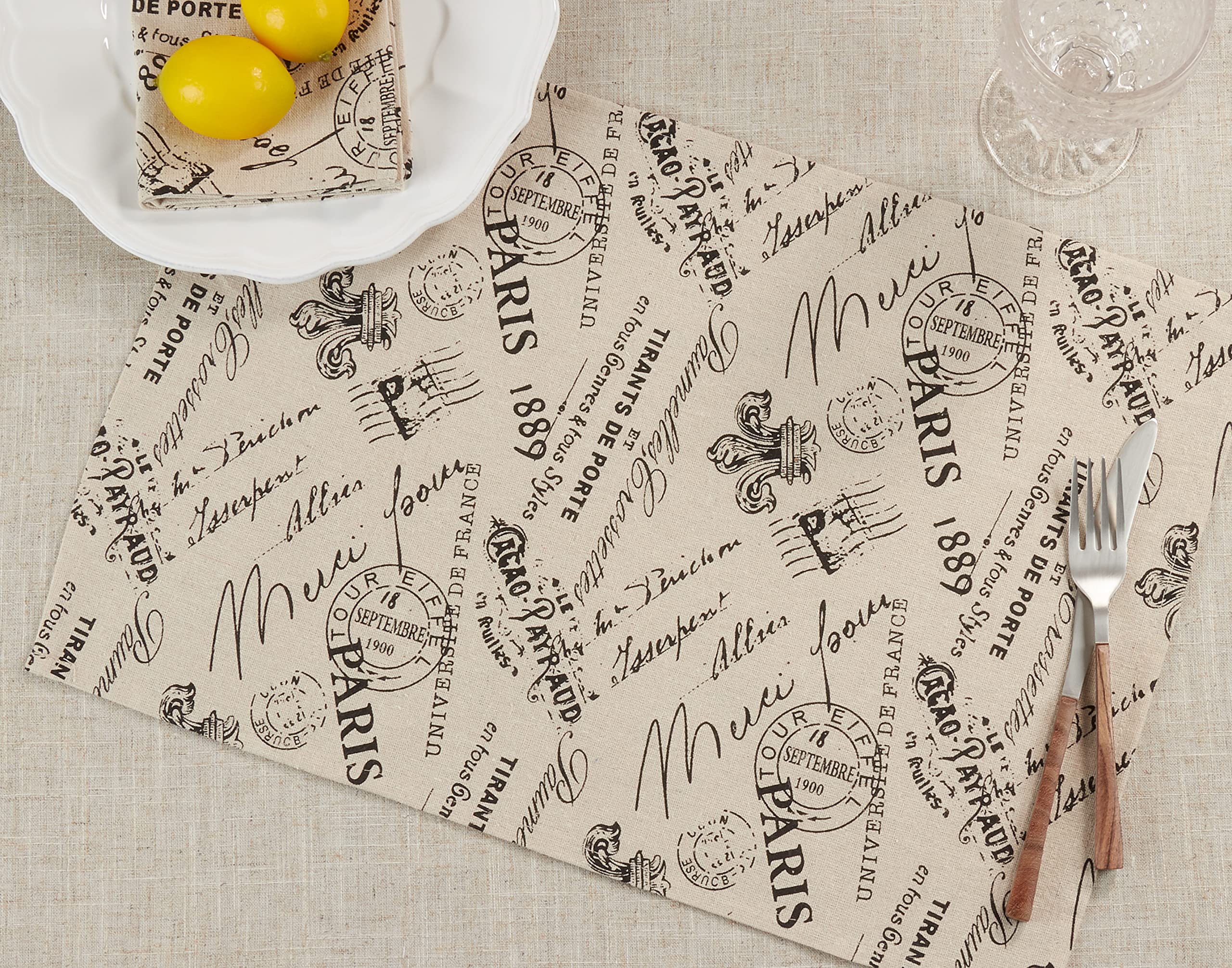 Paris Themed Printed Table Placemats Set of 4 - Waterproof & Heat Resistant Dining Mats for Kitchen, Restaurant, and Party Decor
