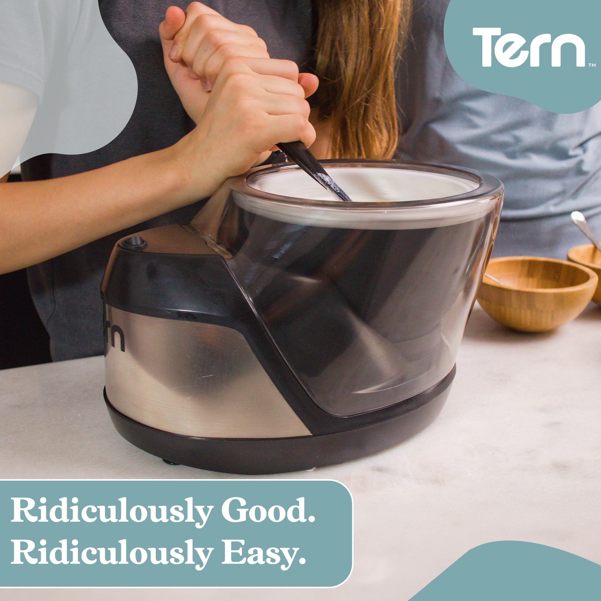 Tern Craft Ice Cream Maker Machine - Electric Homemade Ice Cream, Gelato & Frozen Custard Maker with 2-Pint Freezer Bowls | Perfect for Parties, Family Desserts & Summer Treats