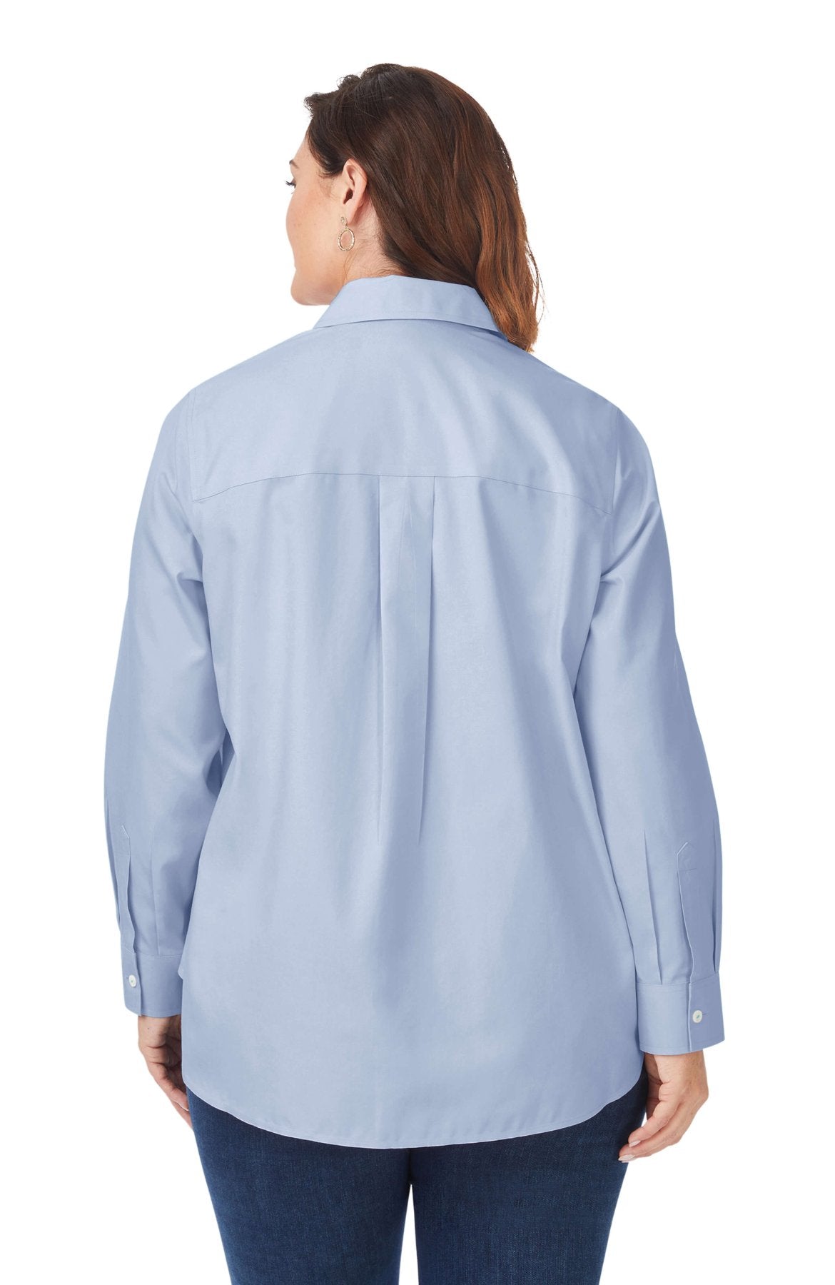 Boyfriend Plus No Iron Pinpoint Long Sleeve Tunic Shirt for Women - Comfortable Office Wear & Casual Outfits