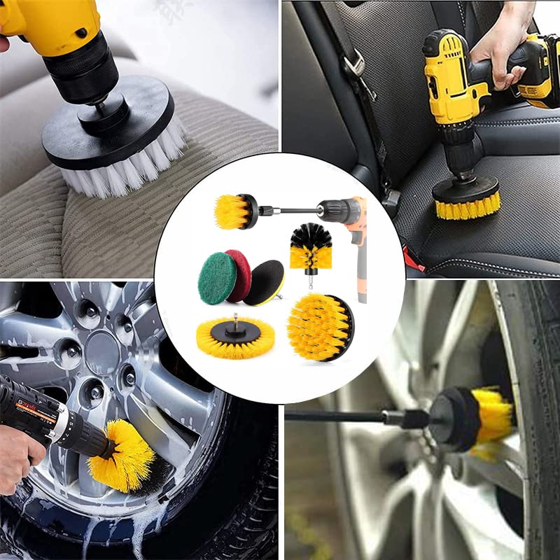 Power Drill Brush Kit - Car Detailing & Polishing Pads for Interior, Boat, Bathroom Cleaning