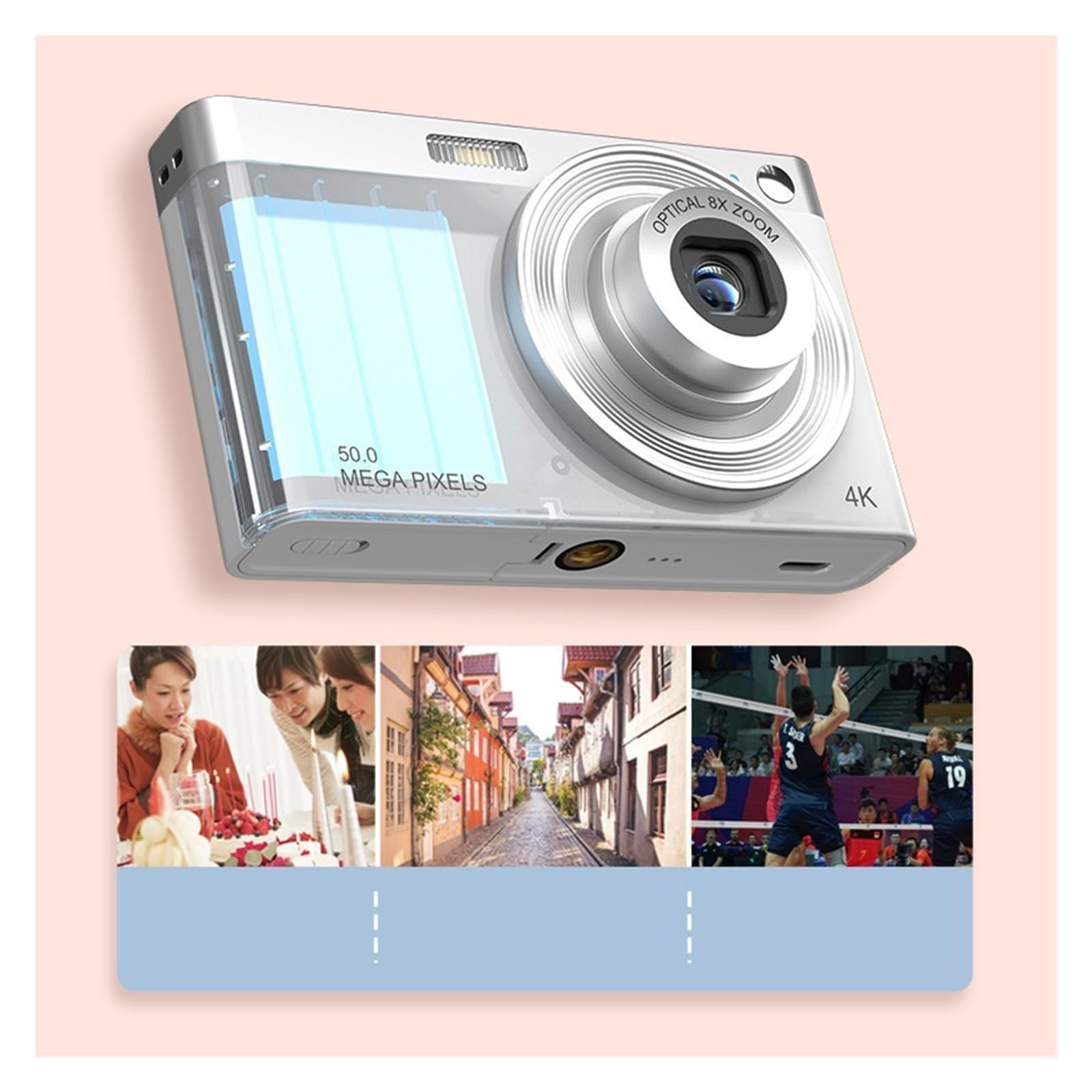 MZZYG Retro Digital Camera for Students - HD Compact Vlog Camera, Portable Card Camera with Pink Design | Perfect for Campus Life, Travel Vlogging & Everyday Photography