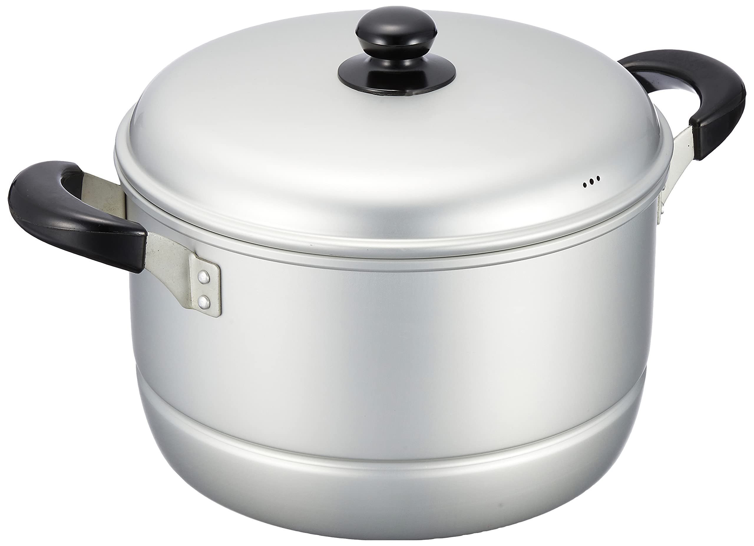 Premium Aluminum Double Handed Steaming Pot with Lid - 10.2 Inch (26cm) Silver Cooking Pot for Gas Stove - Perfect for Soups, Stews & Asian Cuisine - H-2416 Model by Wakoat Trading