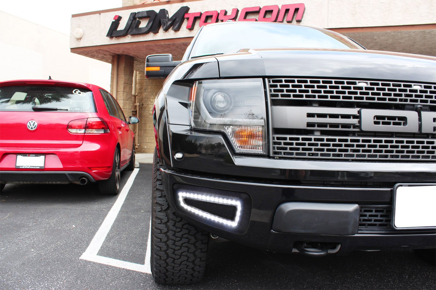 iJDMTOY White LED Daytime Running Lights for 2010-2014 Ford Raptor SVT - Direct Fit Bumper Opening with 66x 15W SMD LEDs | DRL Fog Lights for Off-Road & Daily Driving