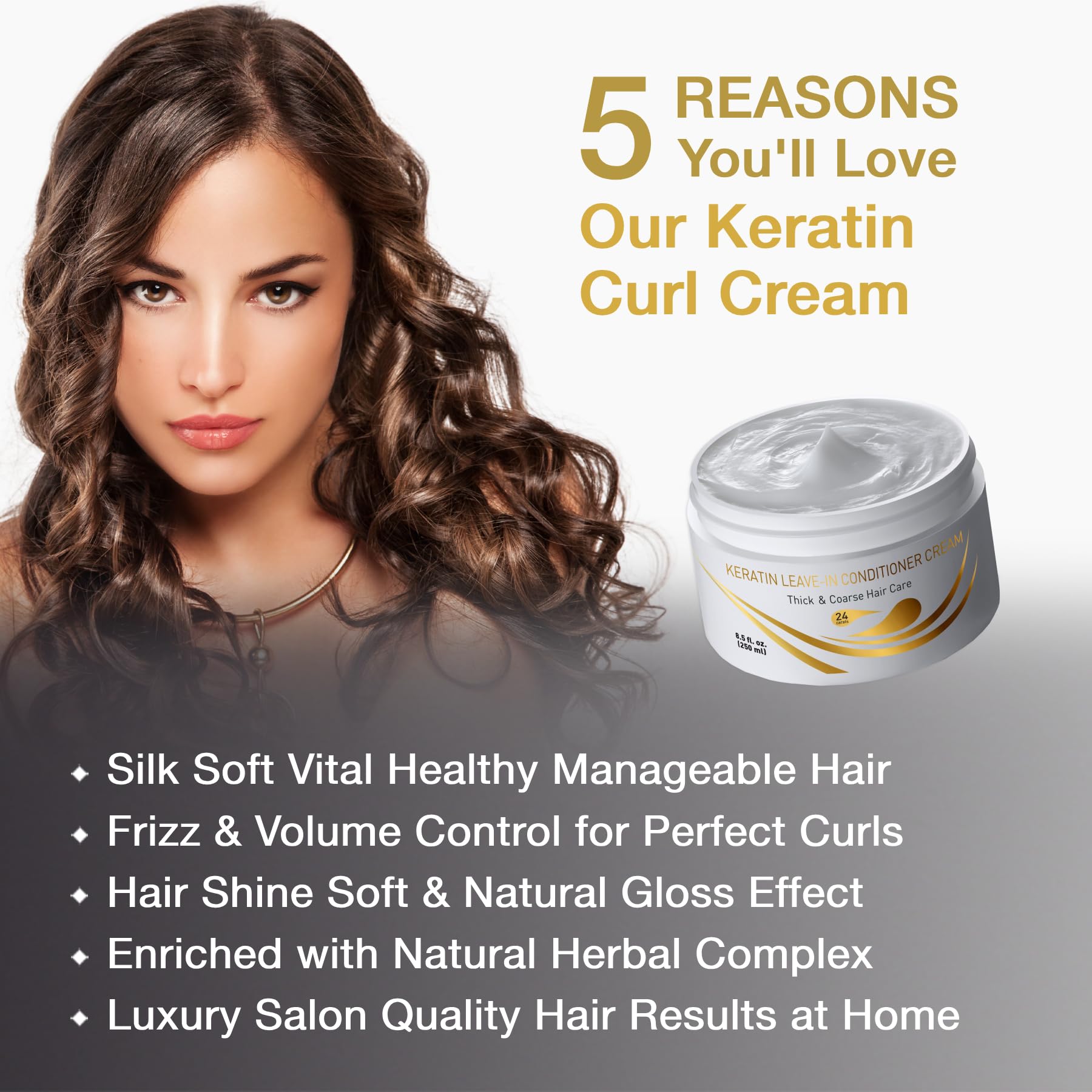 Vitamins Keratin Leave-In Conditioner & Hair Mask Kit - No Rinse Moisturizing Cream & Repair Treatment for Dry, Damaged Hair - Salon Quality Care for Curly, Wavy, Straight, Thick & Coarse Hair - Perfect for Daily Hydration & Salon-Style Treatment at Home