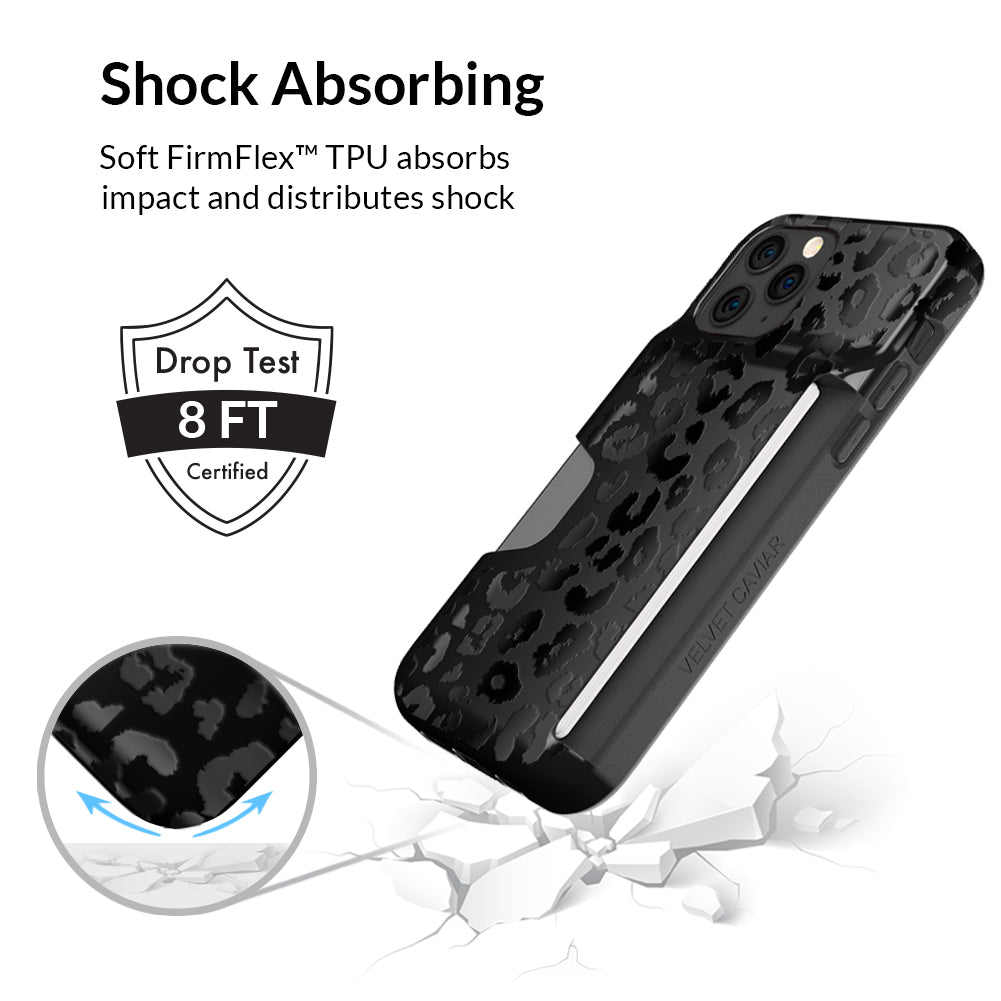 Black Leopard iPhone Wallet Case - Slim Protective Cover with Card Holder for iPhone 13/14/15 - Perfect for Travel, Shopping & Everyday Use