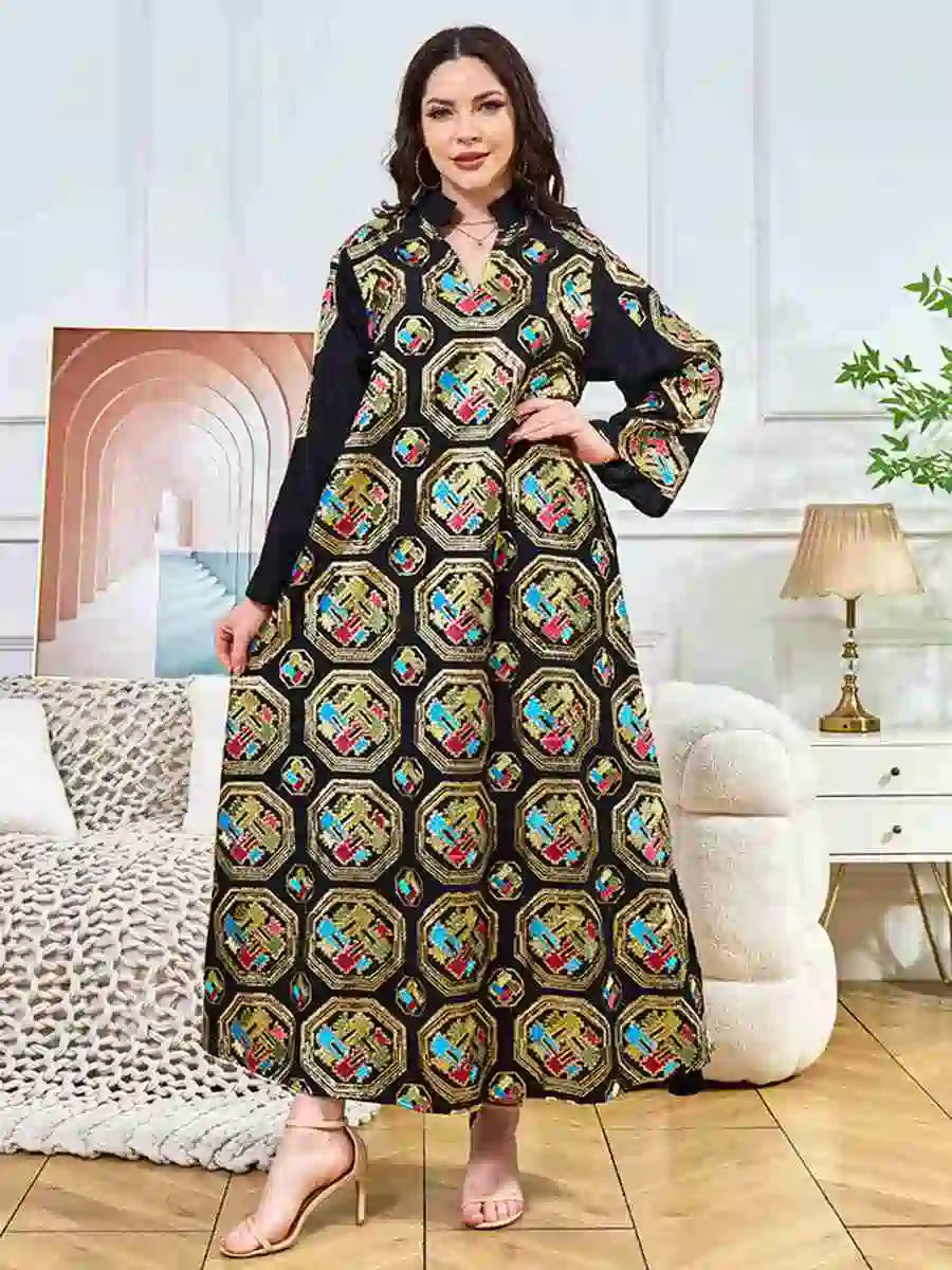 Elegant Sequins Eid Dress - Middle Eastern Arab Caftan Kaftan Dress #25391 for Women's Holiday Celebration & Special Occasions