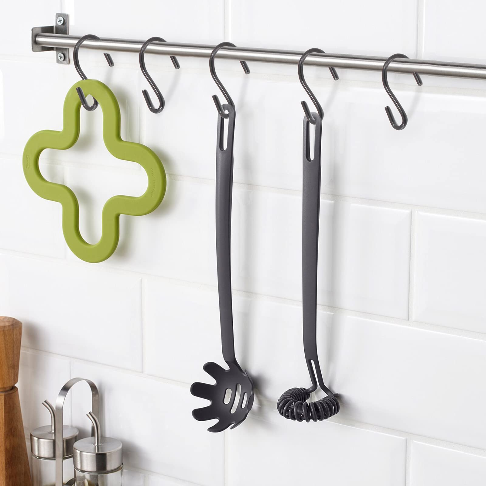 50PCS Black S-Shaped Hooks - 1.25