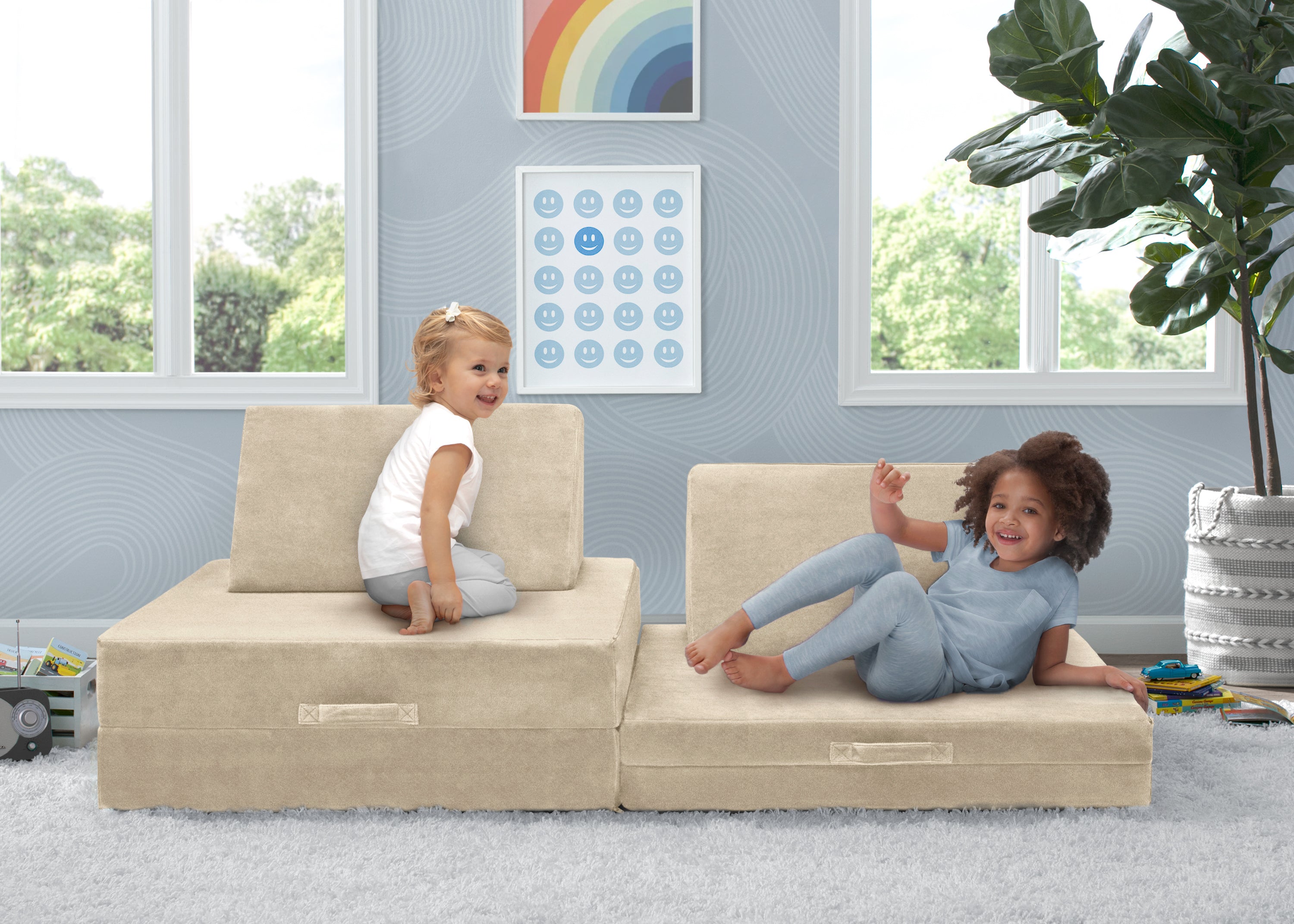 Cozee Play Couch & 4-Piece Lounger Set - Kids Play Furniture for Indoor & Outdoor Use - Perfect for Playrooms, Living Rooms, and Backyard Fun