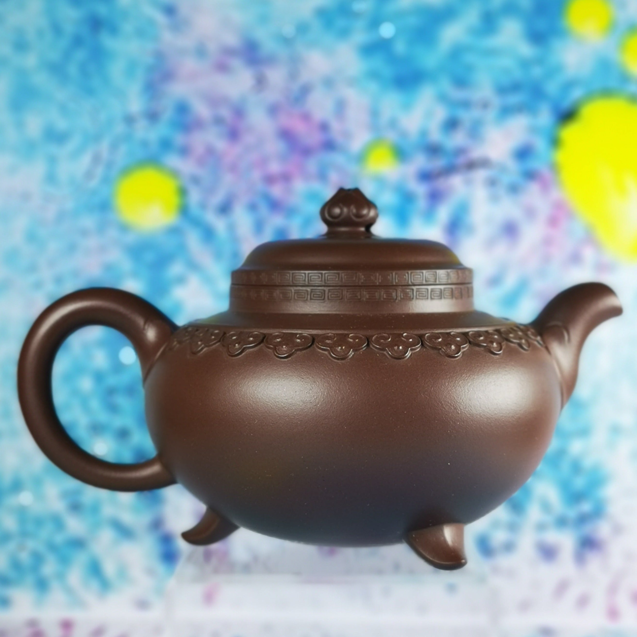 Yixing Purple Clay Teapot - Three-Legged Yun Jian Ru Yi Design by Cao Lanfang, National Senior Craft Artist | Authentic Chinese Handmade Teapot for Gongfu Tea Ceremony & Home Decor