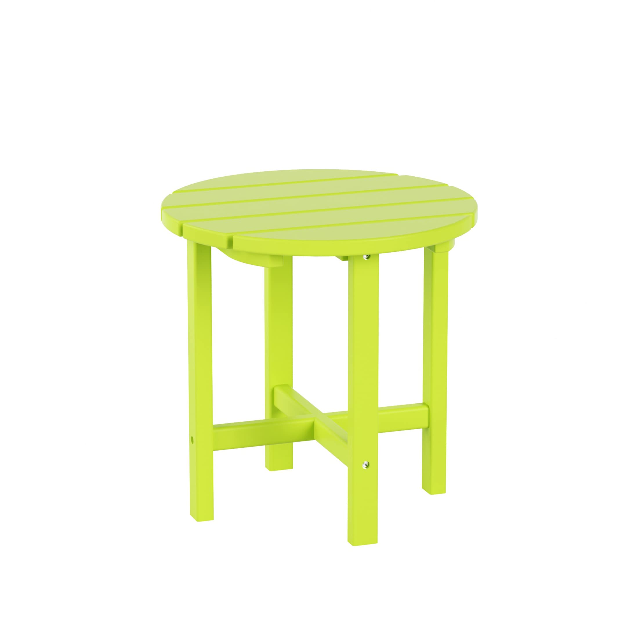 2-Piece WO Home Outdoor Adirondack Chair Set with Side Table - Durable Poly Lumber Traditional Retro Lounger for Beach, Balcony, Patio, Backyard, Lawn & Garden - Perfect for Relaxing in Lime Green Comfort