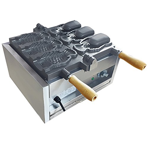 Commercial Electric Taiyaki Fish Waffle Maker - 3-Cavity Nonstick 110V, 180° Opening - Perfect for Ice Cream, Red Bean Paste & Sweet Fillings - Ideal for Cafes, Dessert Shops & Home Baking