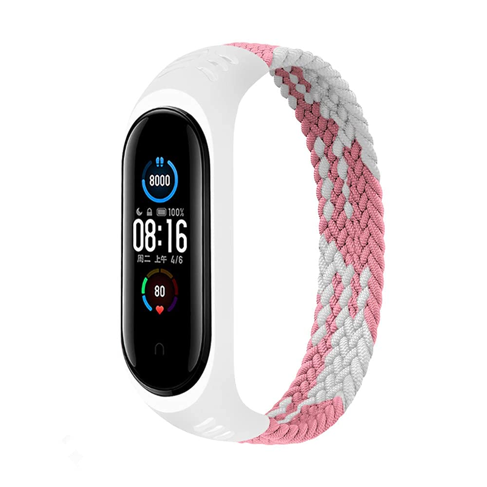 Soft Stretchable Braided Solo Loop Nylon Replacement Band for Xiaomi Mi Band 3/4/5/6/7 - Comfortable Sport Wrist Strap for Women & Men - Perfect for Running, Gym Workouts & Daily Wear