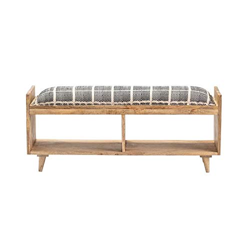 Crestview Collection Evolution Wood Storage Bench - Black & Brown - Entryway, Bedroom, Living Room Organizer & Seating Solution