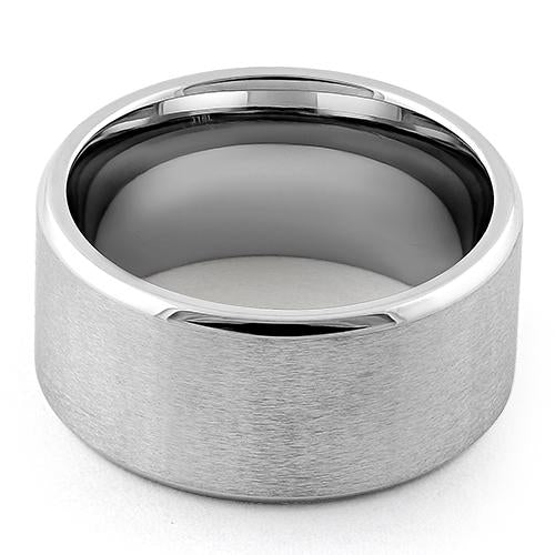 Stainless Steel Polished Beveled Satin Finish Band Ring for Men & Women - Wedding, Engagement, Anniversary Jewelry Gift - Everyday Wear & Special Occasions