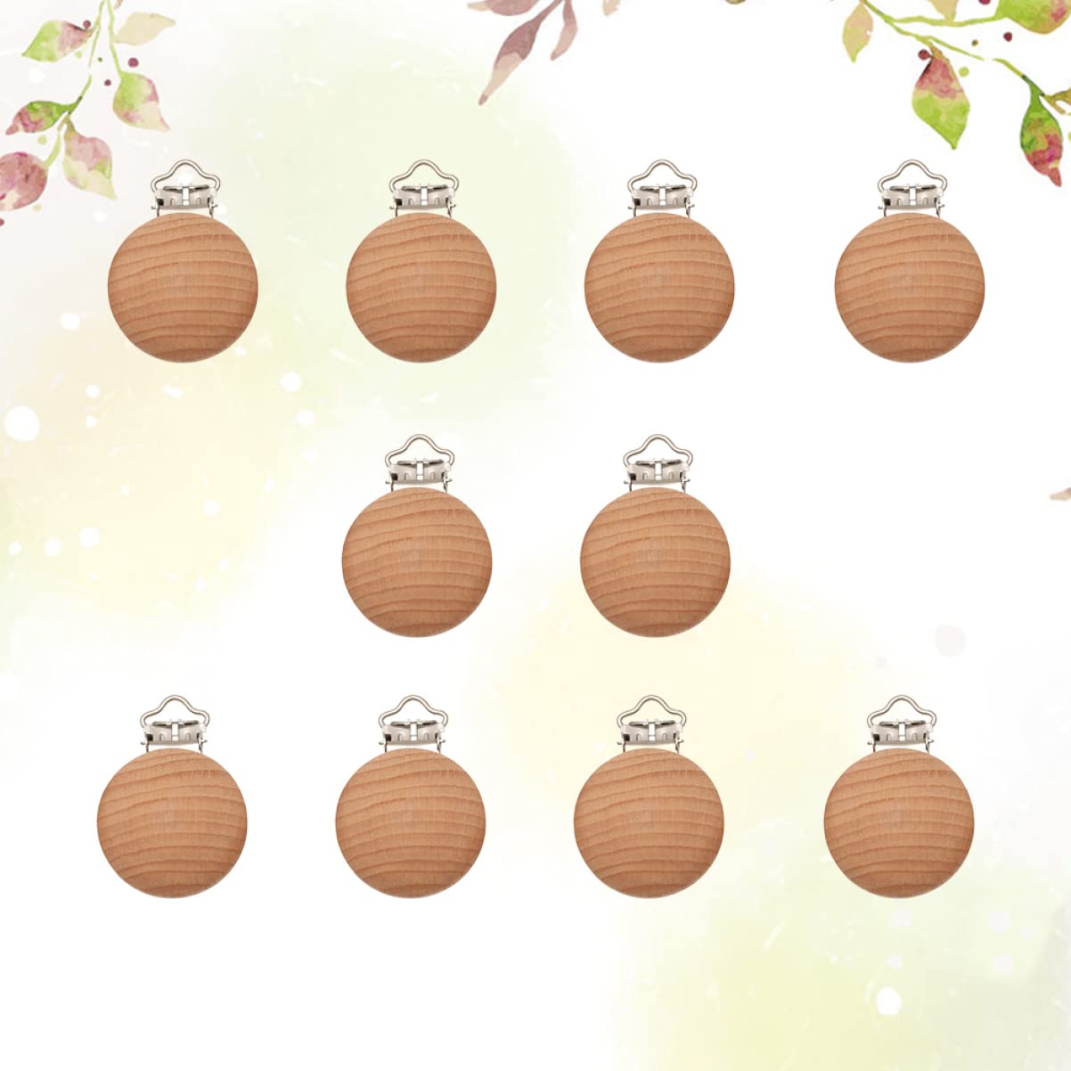 COHEALI 20 PCS Natural Wooden Pacifier Clips for Babies - Safe Teething Soother with Round Shape (30mm, 164g) - Perfect for Newborns, Infants & Toddlers - Ideal for Daycare, Travel & Everyday Use