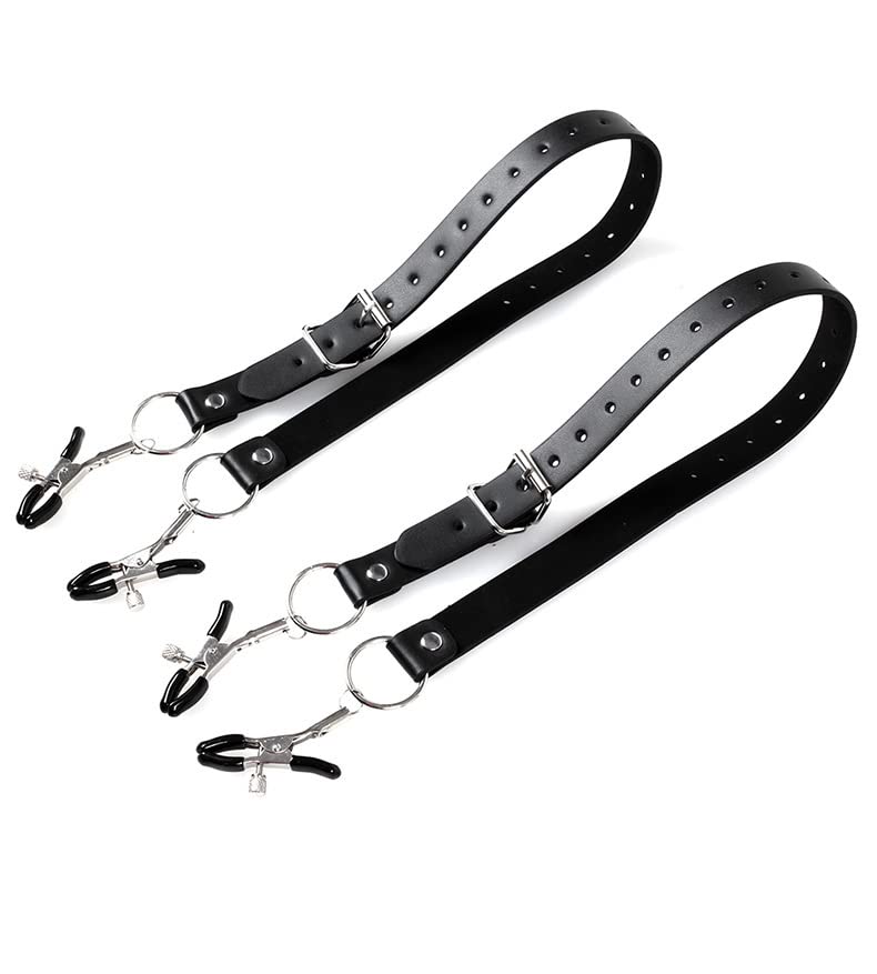 Premium Adjustable Leather BDSM Bondage Set - SM Labia Spreader & Nipple Clamps for Women, Dual Stimulation Sex Toy for Clitoral & Vaginal Orgasms, Couples Fetish Game & Role Play Accessories - Perfect for Sensual Exploration & Spicing Up Your Intimate Moments