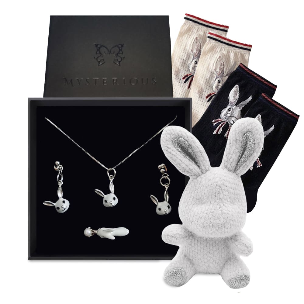 Cute White Bunny Plush Toy Set - Soft Stuffed Animal Gift for Kids, Easter Decorations & Nursery Room Decor - Perfect for Birthday Parties, Baby Showers & Themed Events