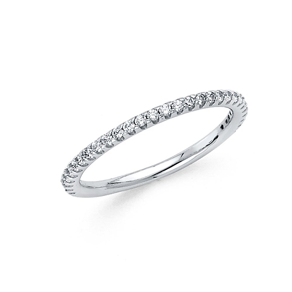 14K White Gold Cubic Zirconia Ring - Elegant CZ Wedding Band for Women | Anniversary, Engagement, Promise Ring Gift for Her