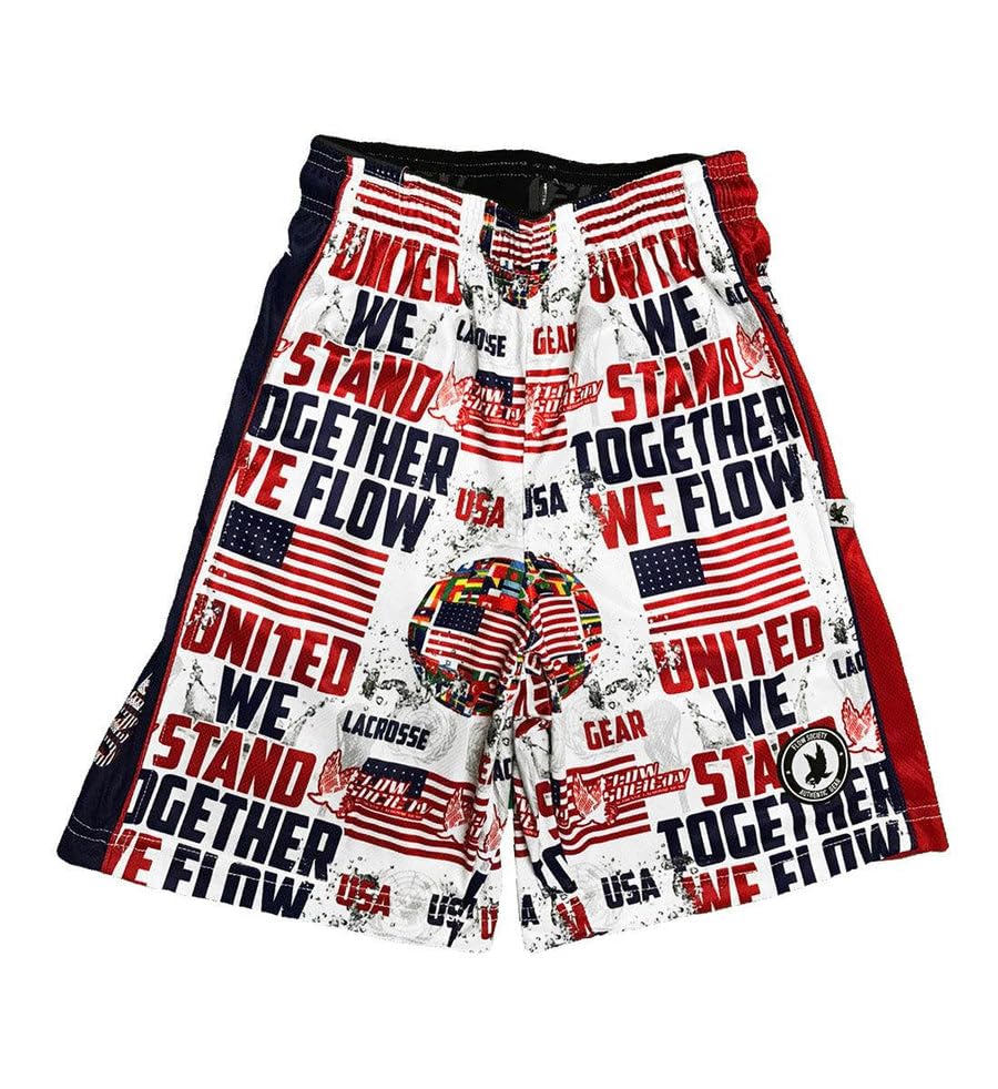 Flow Society United We Flow Boys Lacrosse Shorts - Breathable LAX Shorts for Youth & Kids | Moisture-Wicking Athletic Shorts for Boys | Perfect for Training, Games & Outdoor Sports Activities