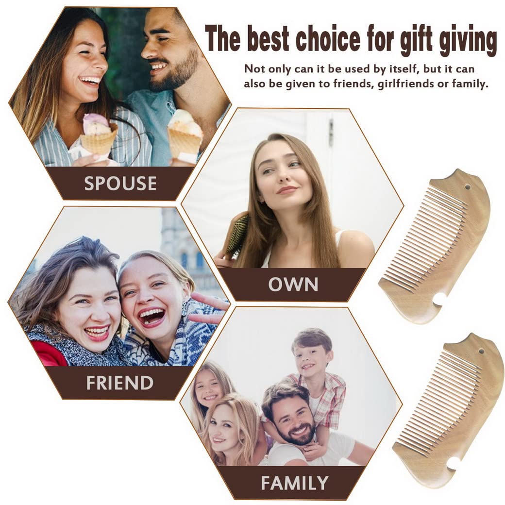 Natural Sandalwood Comb for Curly Hair - Wide Tooth Wooden Comb with Anti-Static & Massage Design, Hand-Carved Sandalwood Detangling Comb for Smooth & Healthy Hair - Perfect for Daily Hair Care, Travel & Gifting