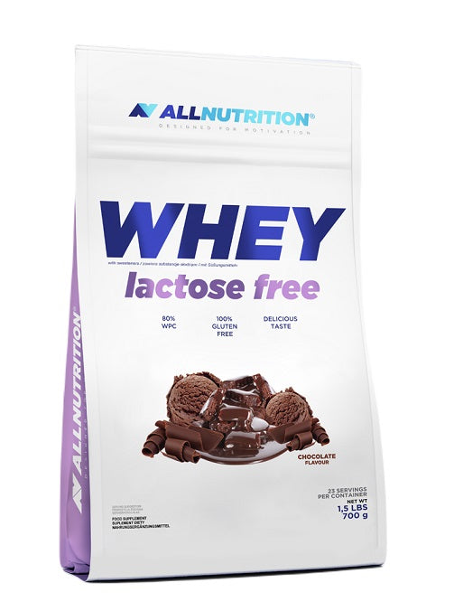 Allnutrition Whey Protein Powder Lactose Free - Chocolate Flavor 700g for Muscle Recovery & Post-Workout Nutrition