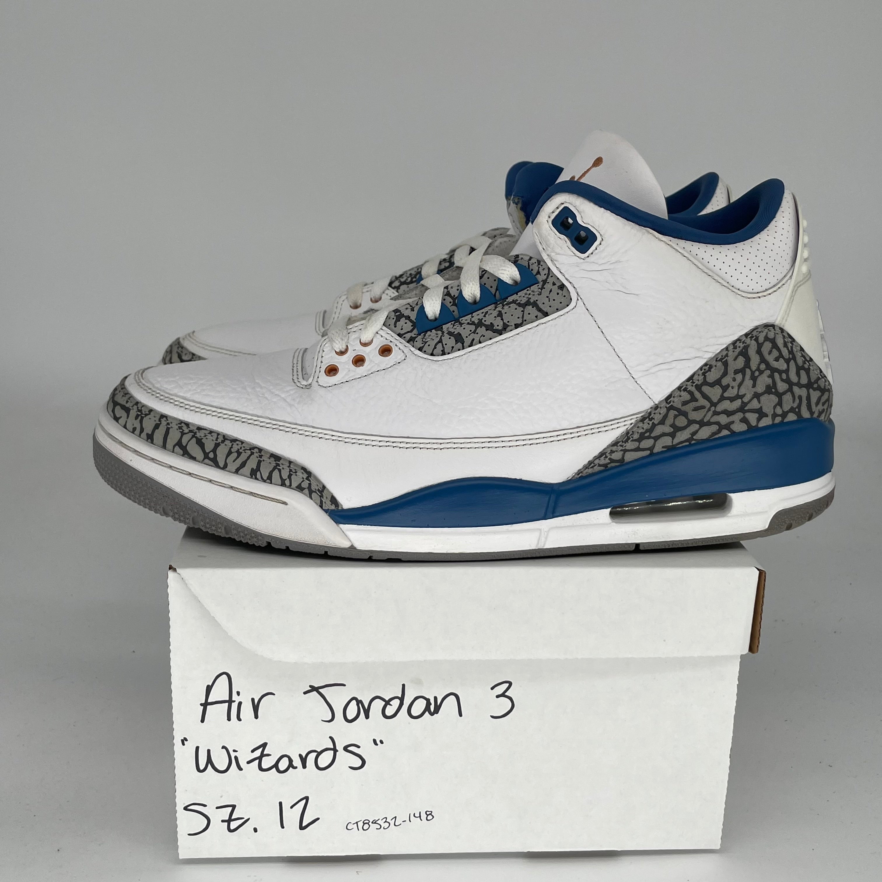 Original: AIR JORDAN 3 WIZARDS SIZE 12 CT8532 148   Optimized: Air Jordan 3 Retro 