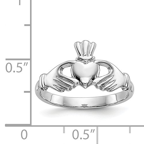 14K White Gold Polished Claddagh Ring for Women - Size 6.5, Irish Love Friendship Loyalty Wedding Band - Perfect for Engagement, Anniversary & Celtic Jewelry Gifts