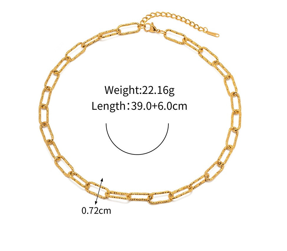 18K Gold Plated Stainless Steel Link Chain Bracelet and Necklace Set - Elegant Jewelry Gift for Women | Perfect for Weddings, Parties & Everyday Wear | JDWB030