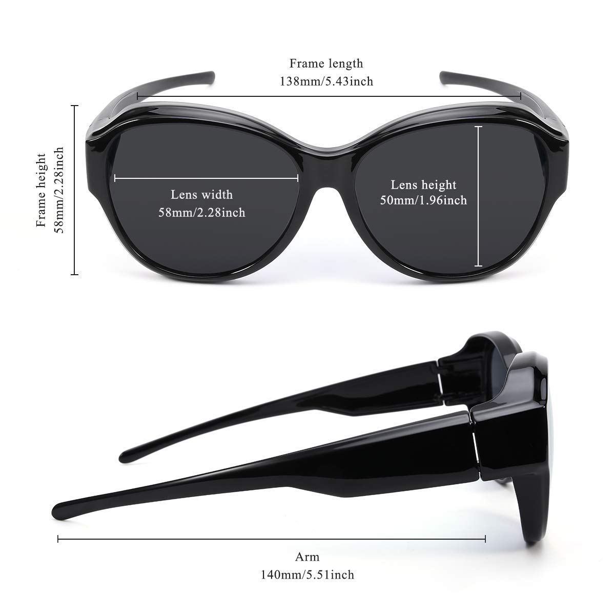 Oversized Fit Over Sunglasses for Women & Men - Polarized Lenses with 100% UV Protection - Perfect for Driving, Outdoor Sports & Daily Wear