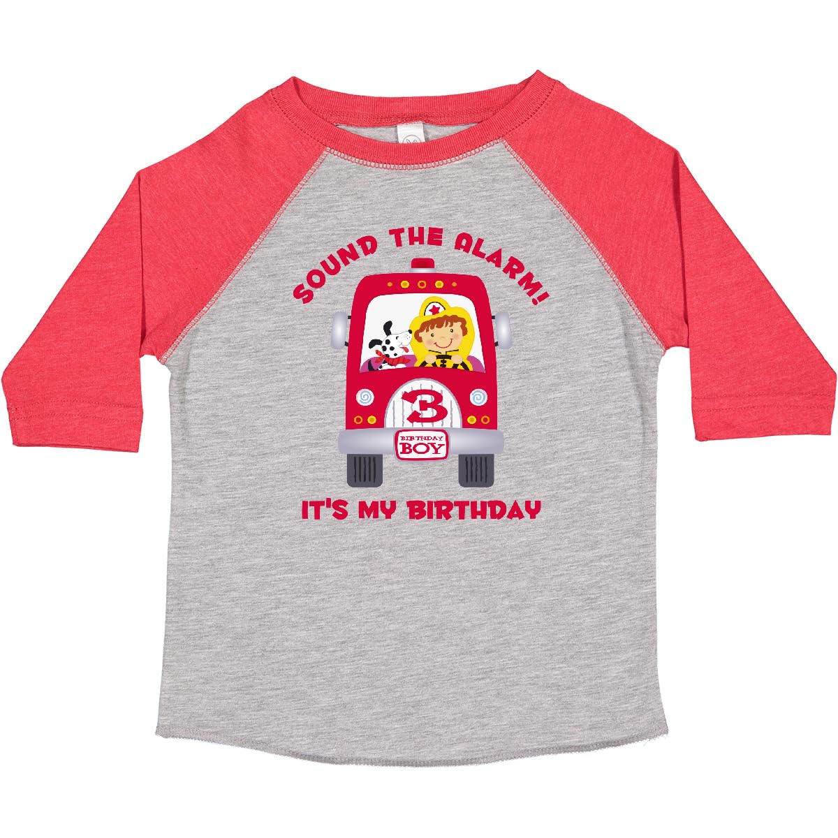 inktastic Fire Truck 3rd Birthday Boy Toddler T-Shirt - Perfect Gift for Kids Birthday Party & Toddler Outdoor Activities