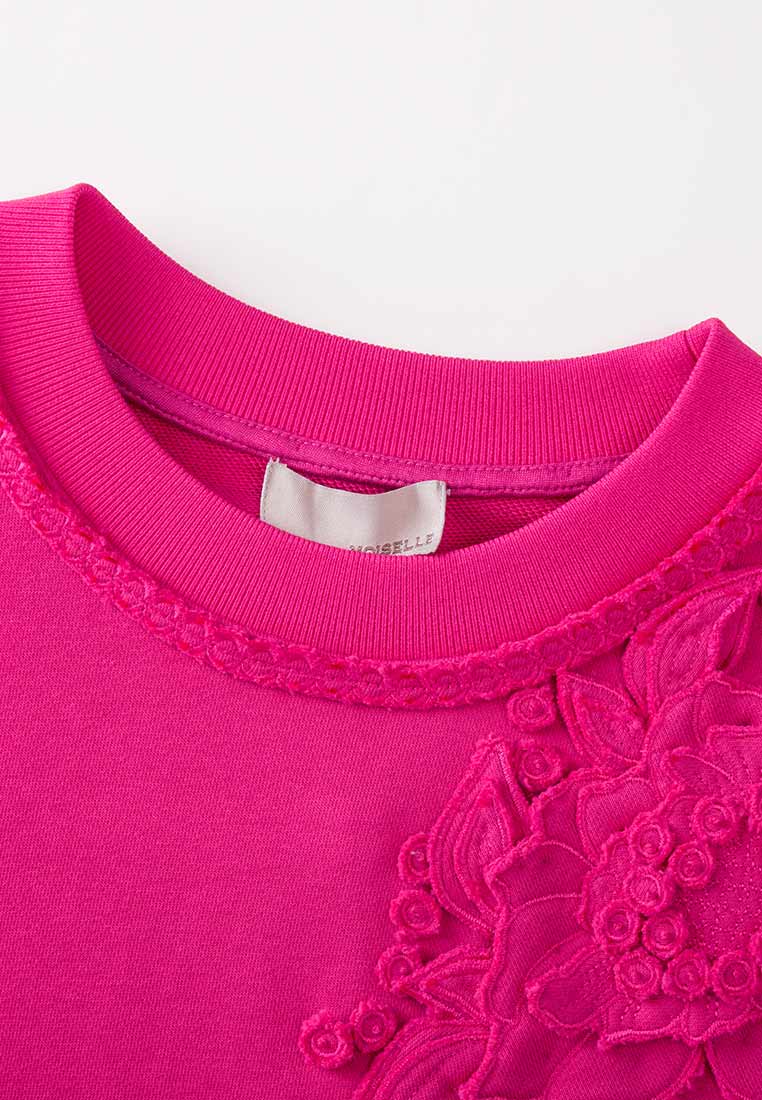 Fuchsia Embellished Cotton Cashmere Sweatshirt for Women - Soft & Stylish Pullover for Casual Wear, Fall Fashion, and Cozy Outfits