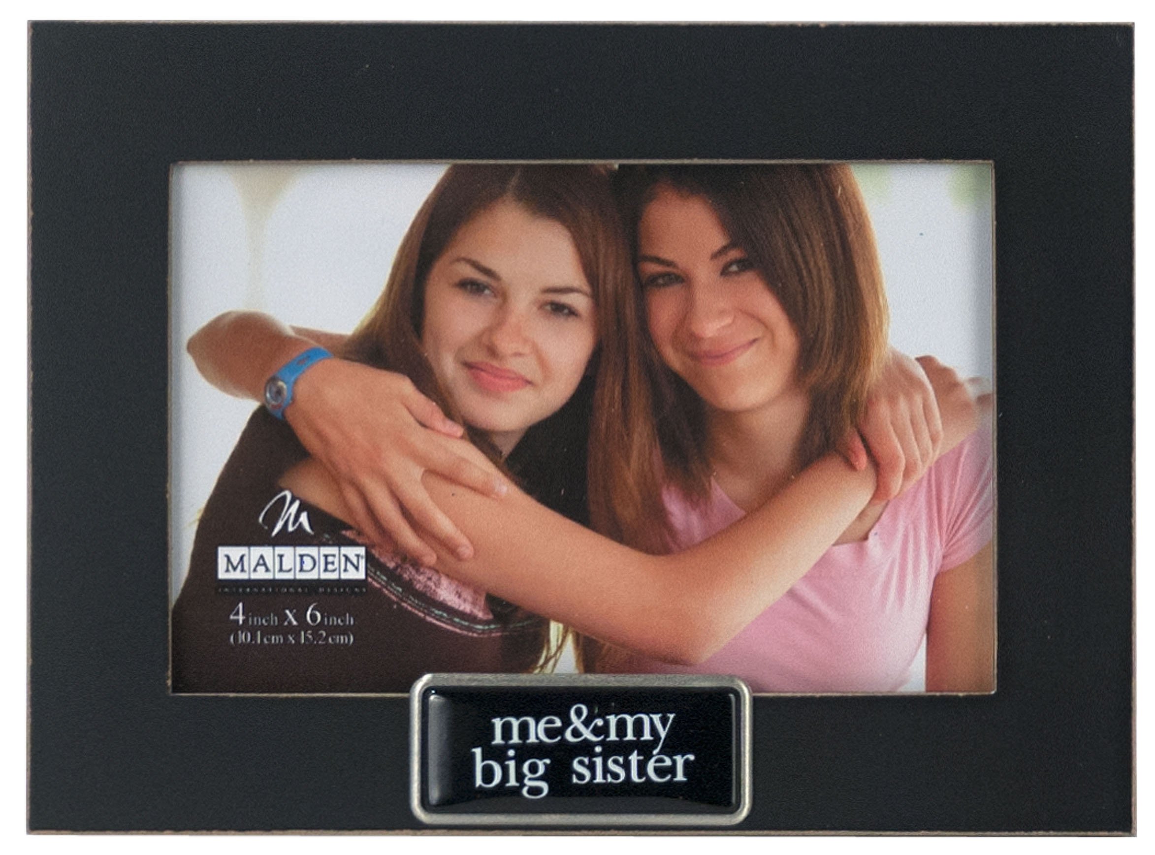 Malden International Designs Ceramic Expressions Black Wood Picture Frame - 4x6 Inch - Sibling Photo Display - Perfect for Family Photos, Bedroom Decor & Gift Giving