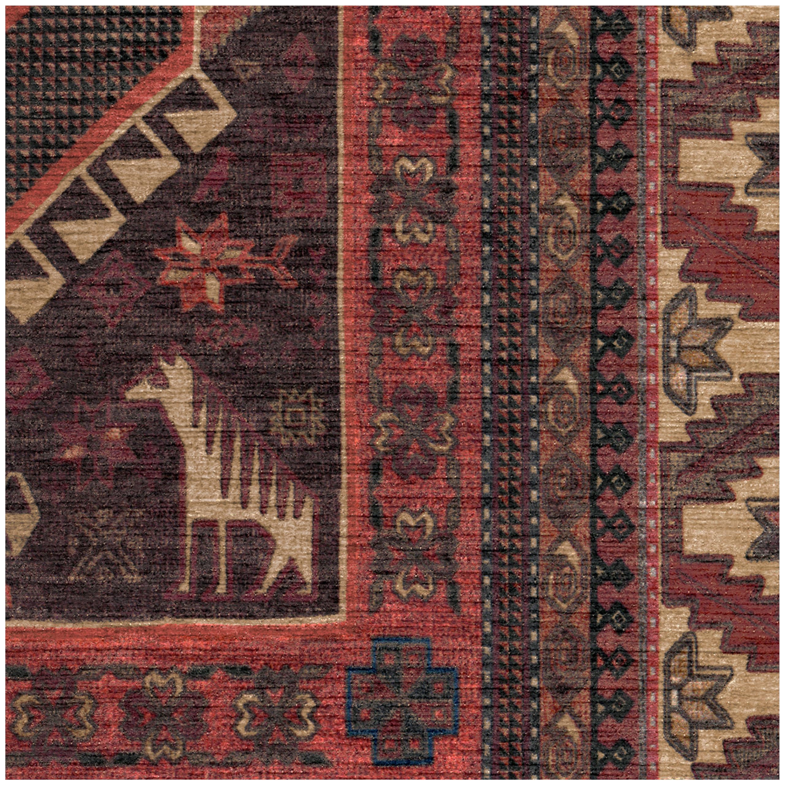 Ruggable Washable 2x7 Runner Rug - Zareen Scarlet Red | Premium Non-Slip Farmhouse Rug for Hallway, Kitchen, Entryway, Living Room, Bedroom & Office | Perfect for High-Traffic Areas & Pet-Friendly Homes