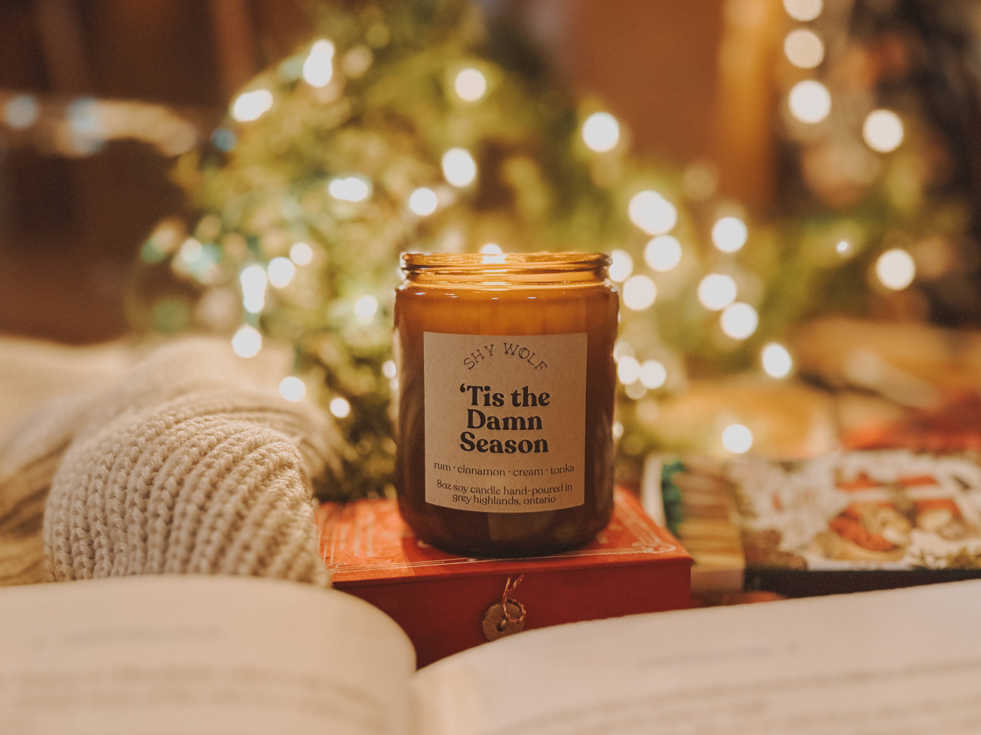 Shy Wolf Candles 'Tis the Damn Season Scented Soy Candle - Holiday Home Decor & Cozy Winter Aromatherapy Gift