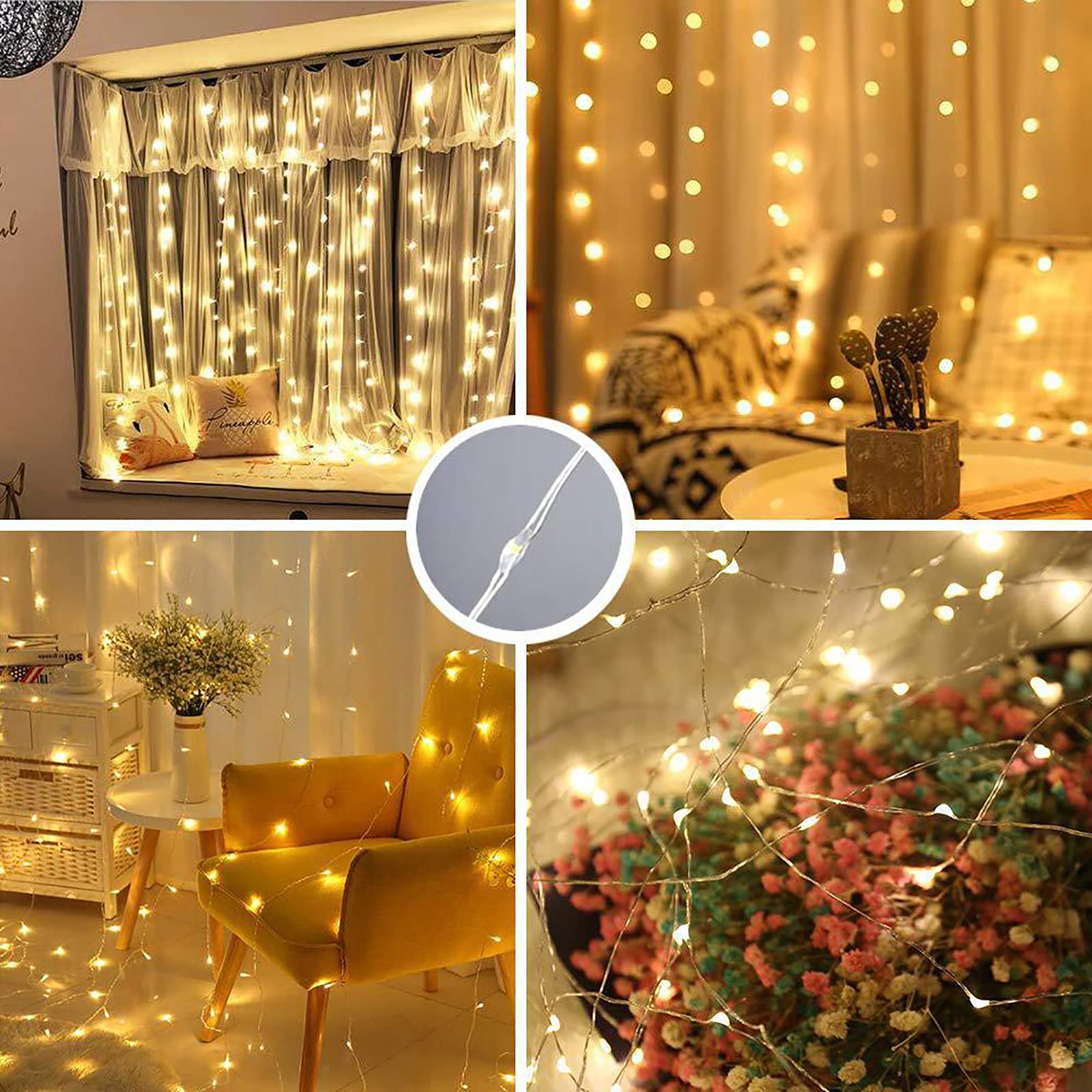 Outdoor LED Net Lights - 100LEDs USB Powered Fairy String Lights with 8 Lighting Modes & Hook - Warm White 3m x 1m for Christmas, Wedding, Garden, Bedroom, Patio Decor - Perfect for Holiday Parties, Romantic Evenings & Outdoor Entertaining