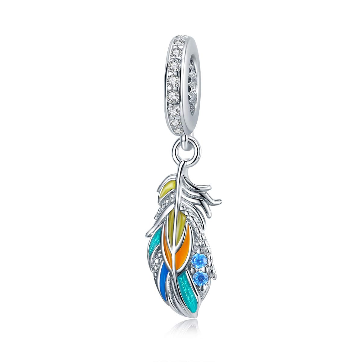 Yashuo Angel Feathers Heart Charm - Genuine 925 Sterling Silver Dangle Love Wing Pendant for Women's Bracelet - Perfect for Valentine's Day Gifts, Anniversary Presents & Everyday Jewelry